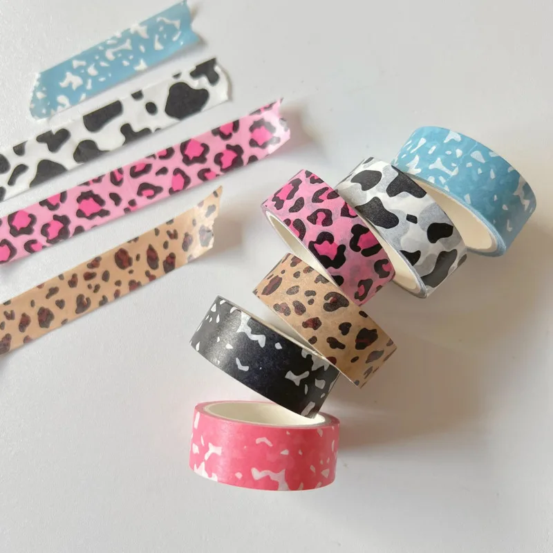 1Pc Ins Cute Milk Stripe Leopard Cows Masking Washi Tape Decorative Dot Adhesive Tape Diy Scrapbooking Sticker Label Stationery 2