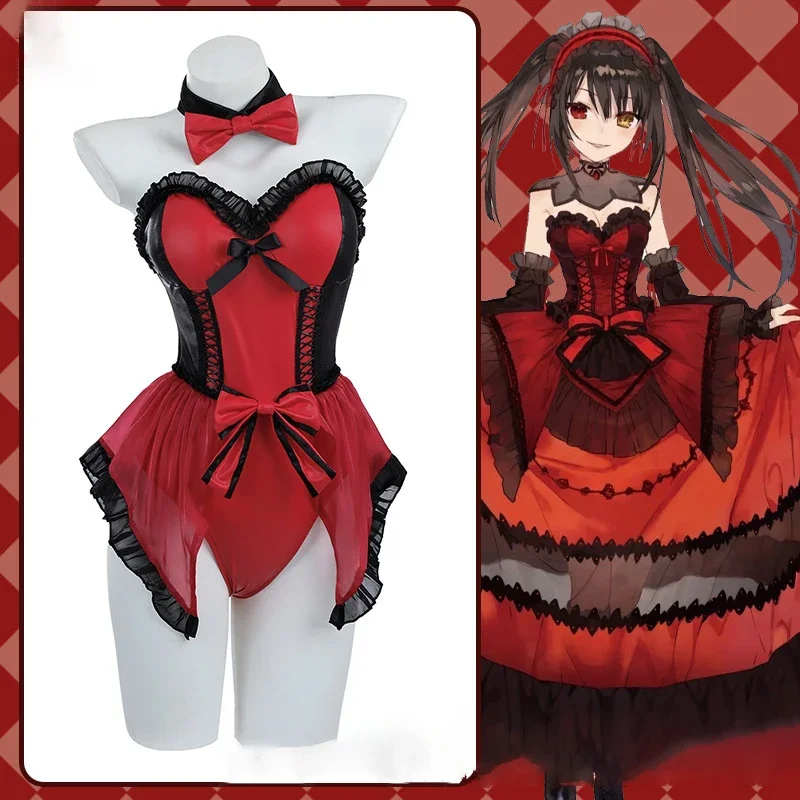 

Костюм для косплея токисаки Куруми из аниме свидания и прямого эфира, женское сексуальное кожаное боди, костюм кролика, милый комбинезон, костюмы на Хэллоуин