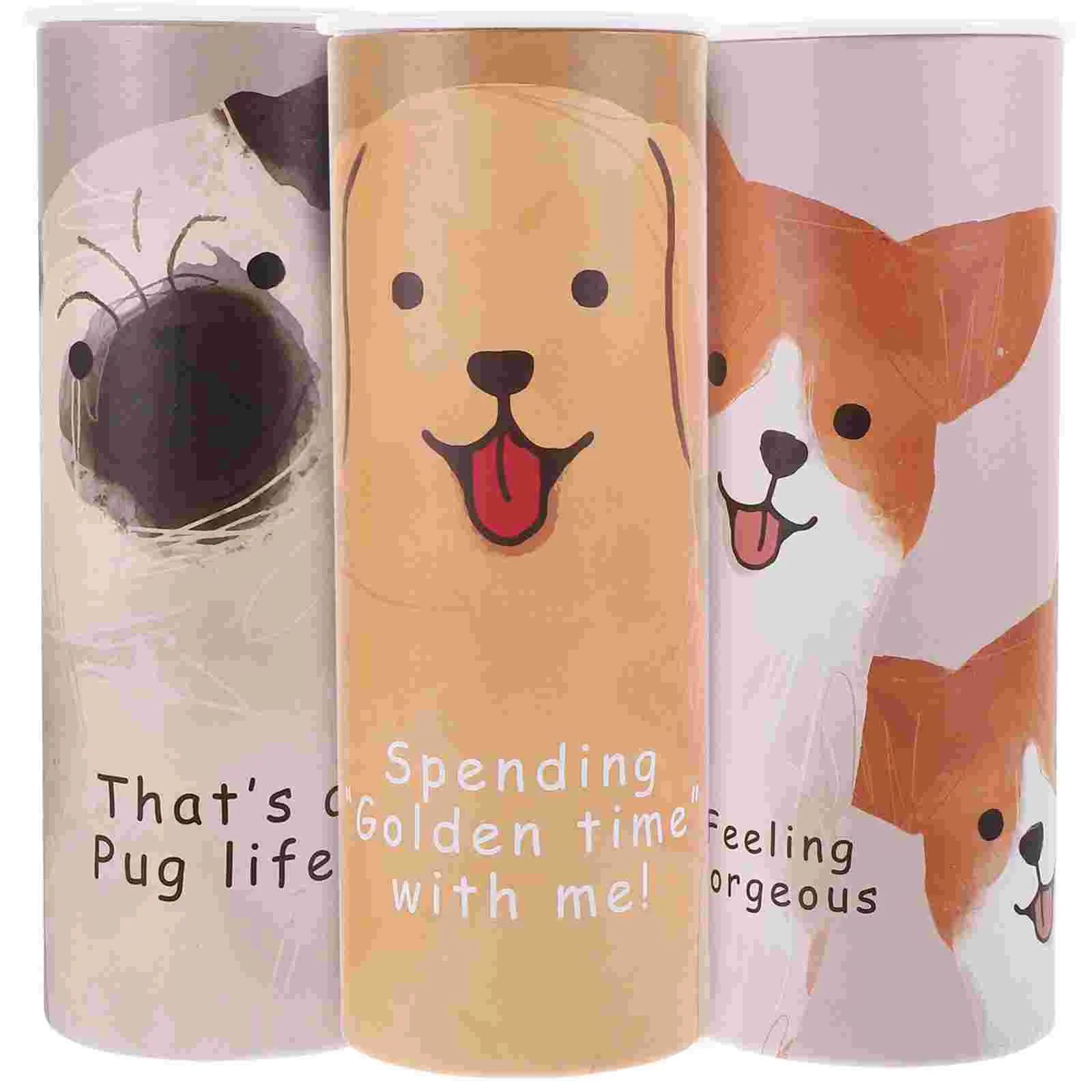 

Car Tissue Holder Facial Tissues 3Pcs Cute Cartoon Dog Printed Travel Tissue Tubes Box Container Car Cup Holder Car