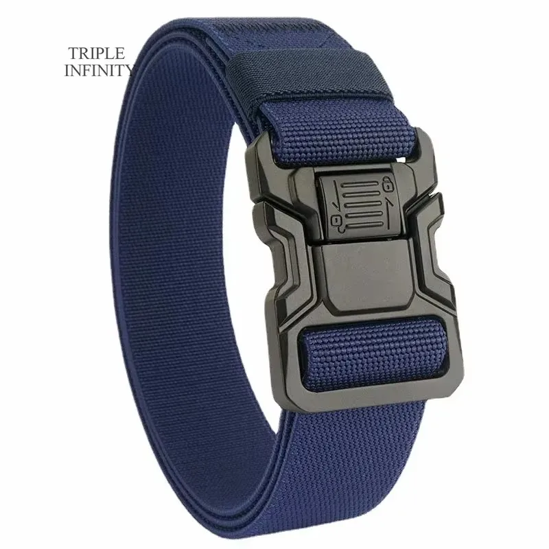 Tactical Belt Men Alloy Quick Release Pluggable Metal Buckle Braided Canvas