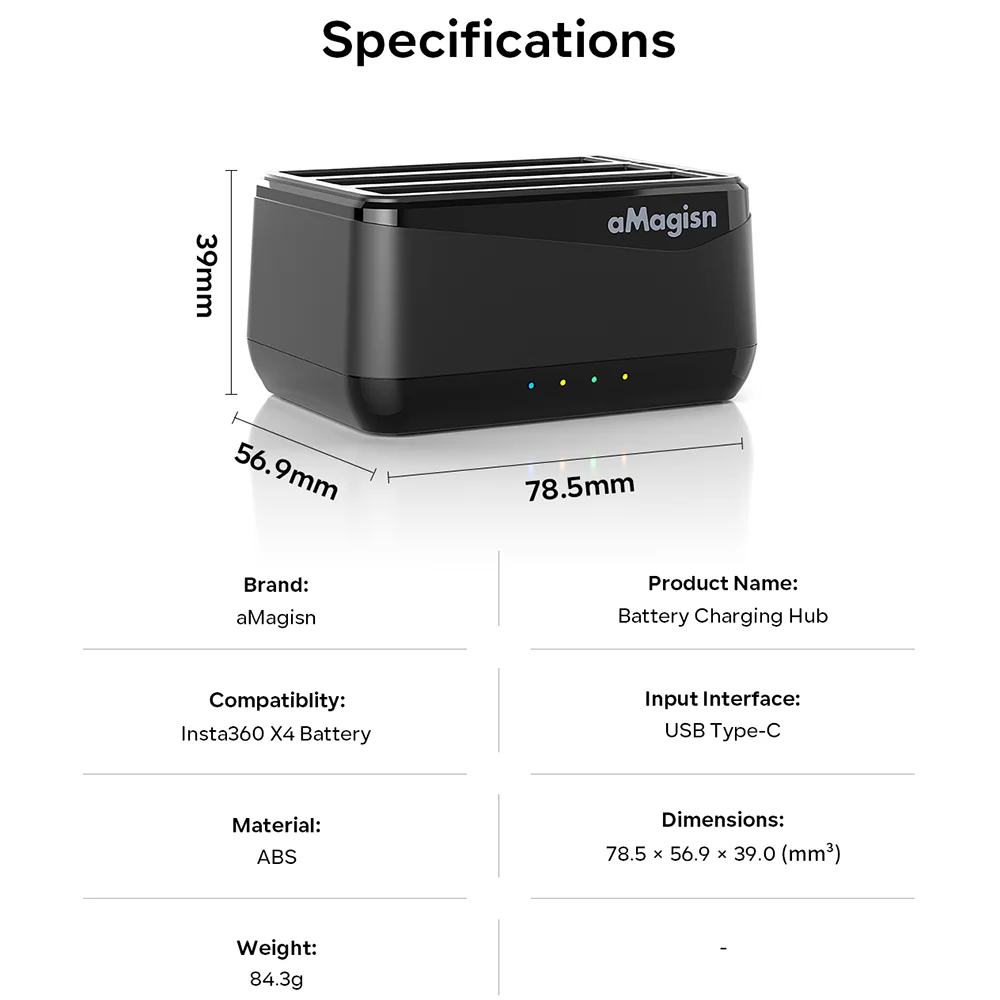 Insta360 X4 배터리 충전 도크, Insta360 X4 액세서리, 3: 충전 배터리 충전 도크