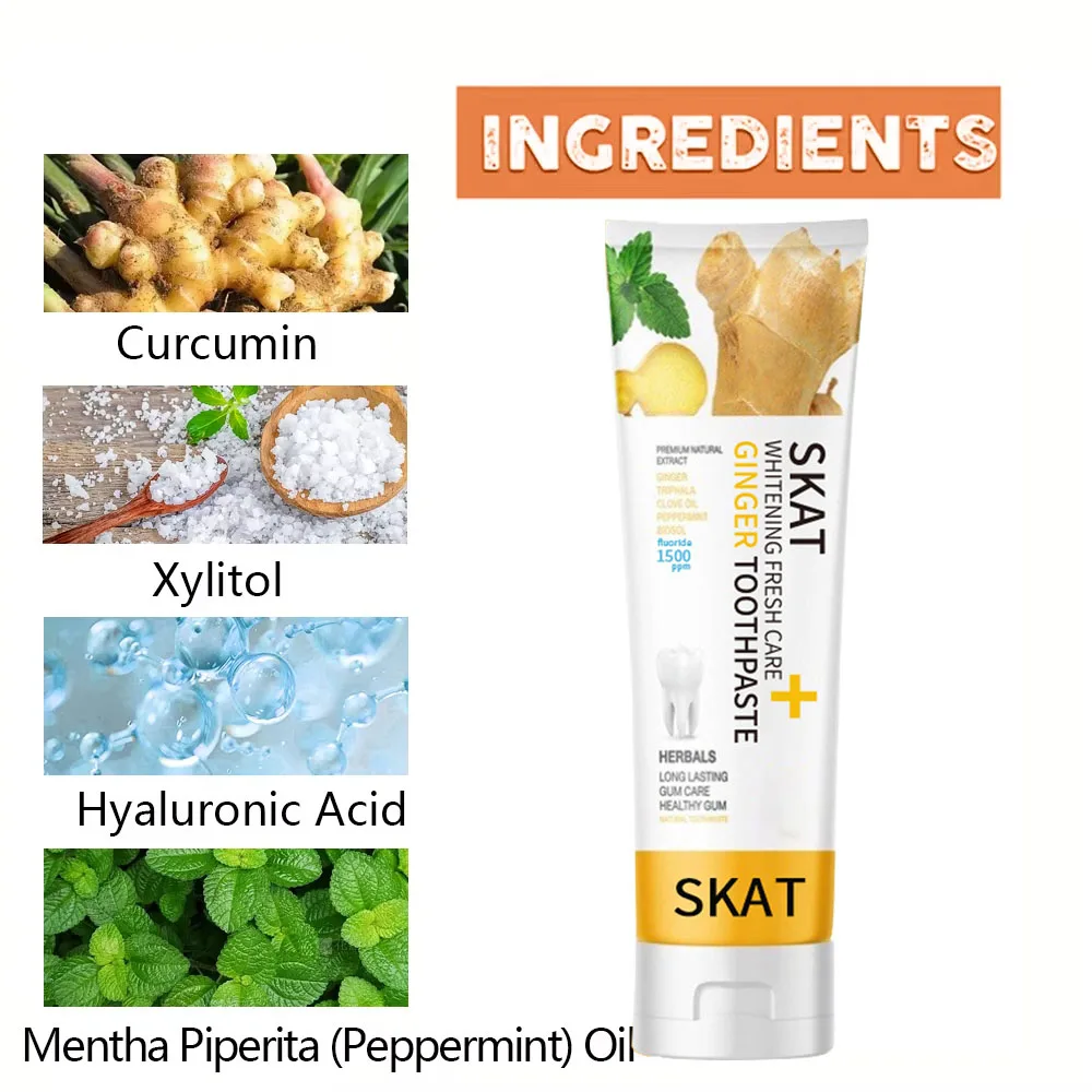 Ginger Mint Whitening Toothpaste Cleans Mouth Stains Remove Fresh Breath Soft Foam Protects Gums Whitening Teeth Oral care