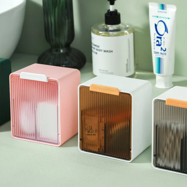 Új Falra Szerelt Pamut Tampon Tárolódoboz Ingyenes Lyukasztó Fürdőszoba Wc Kozmetikai Rekesz Tároló Doboz Fiók - Image 3