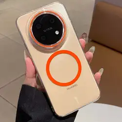 Acrylic Magnetic Transparent Protective Case with Wireless Charging Support for Huawei Nova 15 Max (Orange)