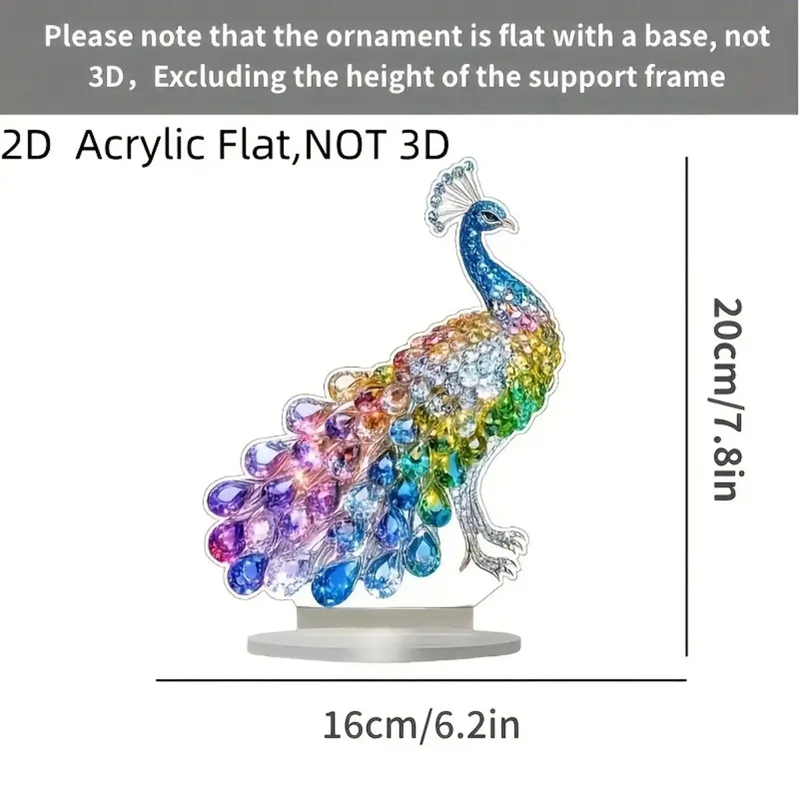 Placa de adorno de pavo real colorido 2D, letrero acrílico plano moderno  artesanal, decoración de mesa para exhibición de oficina y sala de estar  interior - AliExpress, image size:1600x1600