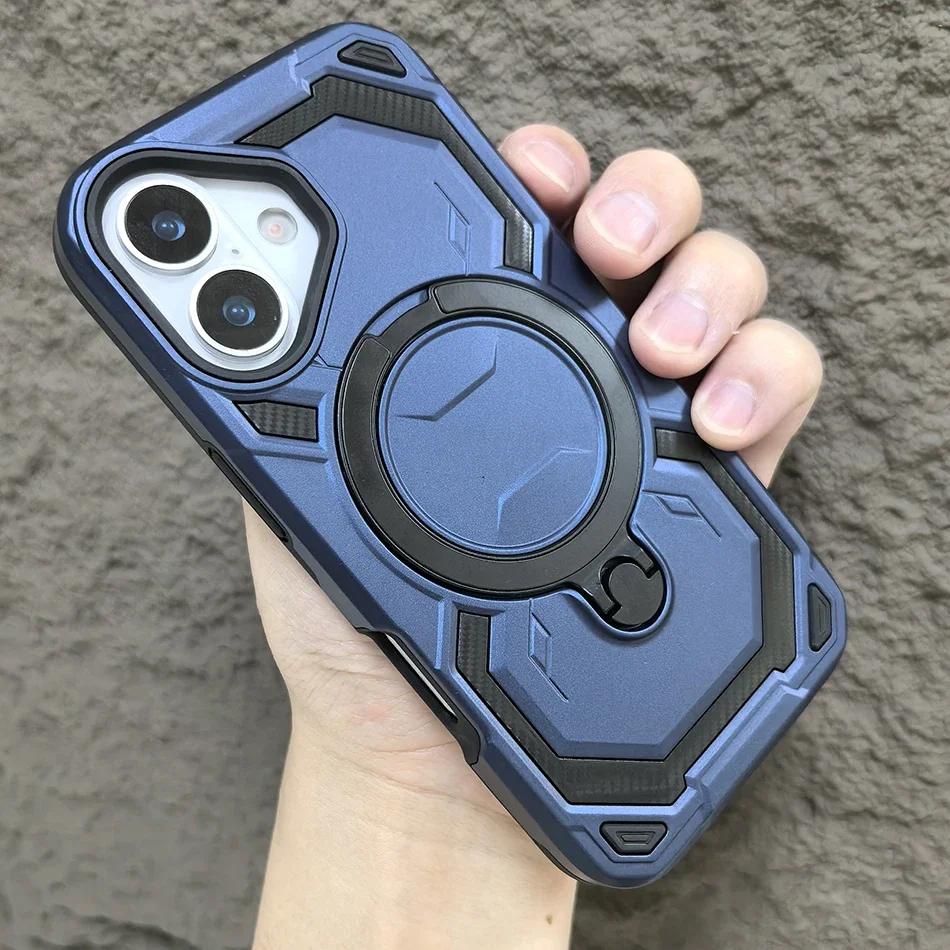 360° Rotating Metal Armor Magnetic Bracket Shockproof Bumper Case