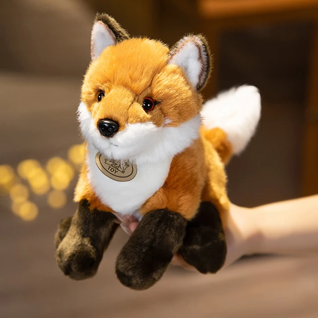 Kawaii Realistic Fox Plush Toy Animal Figures Figurines Cute