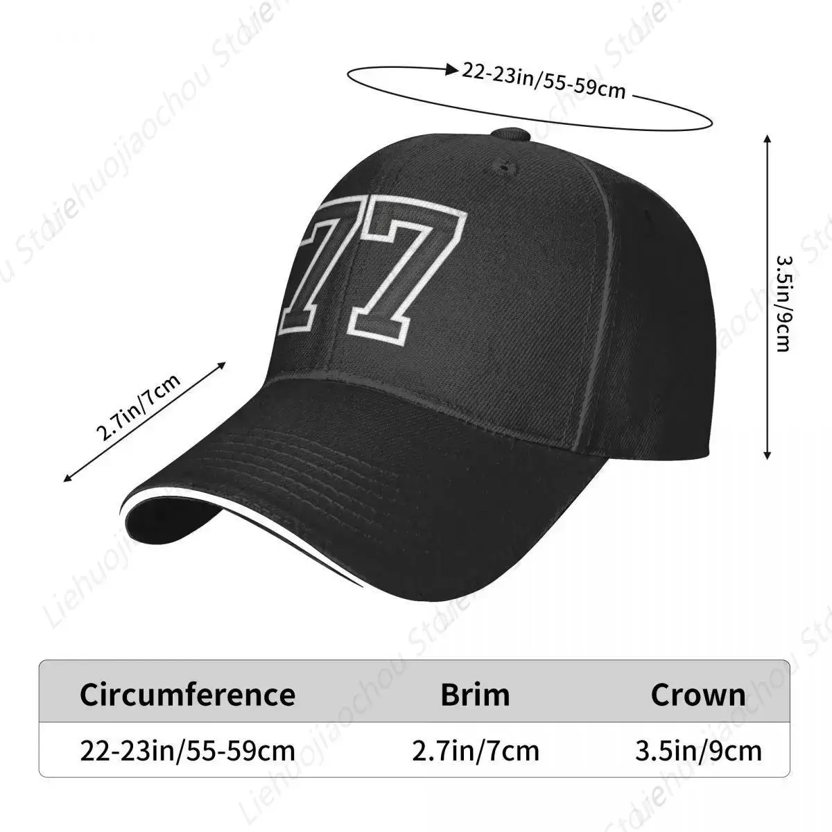 New 77 Black Jersey Sports Number seventy-seven Football 77 Baseball Cap sun hat Fashion Beach Women's Hat Men's 5