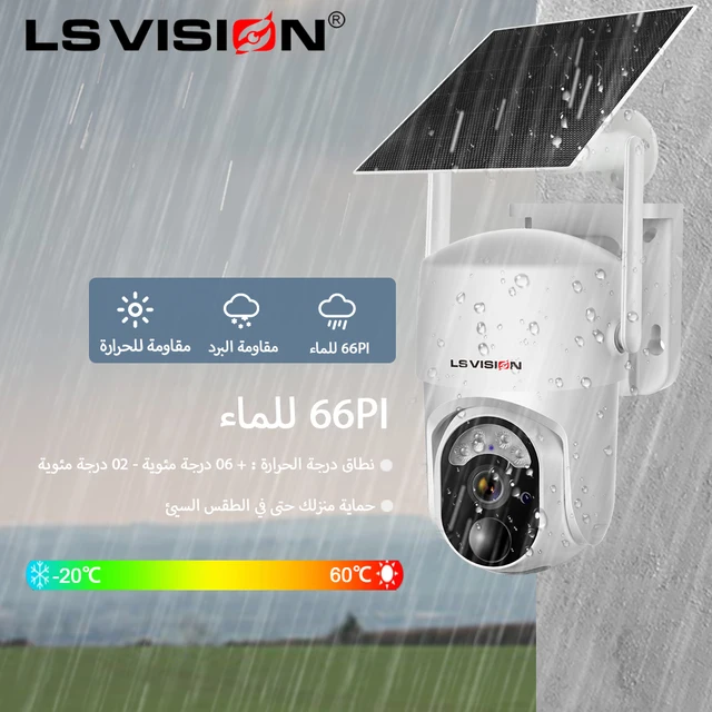 LS VISION 4MP Solar Monitor Camera Outdoor Night Vision Color Camera PIR Detection Solar Wireless Security CameraWi-Fi/4G Cam 6