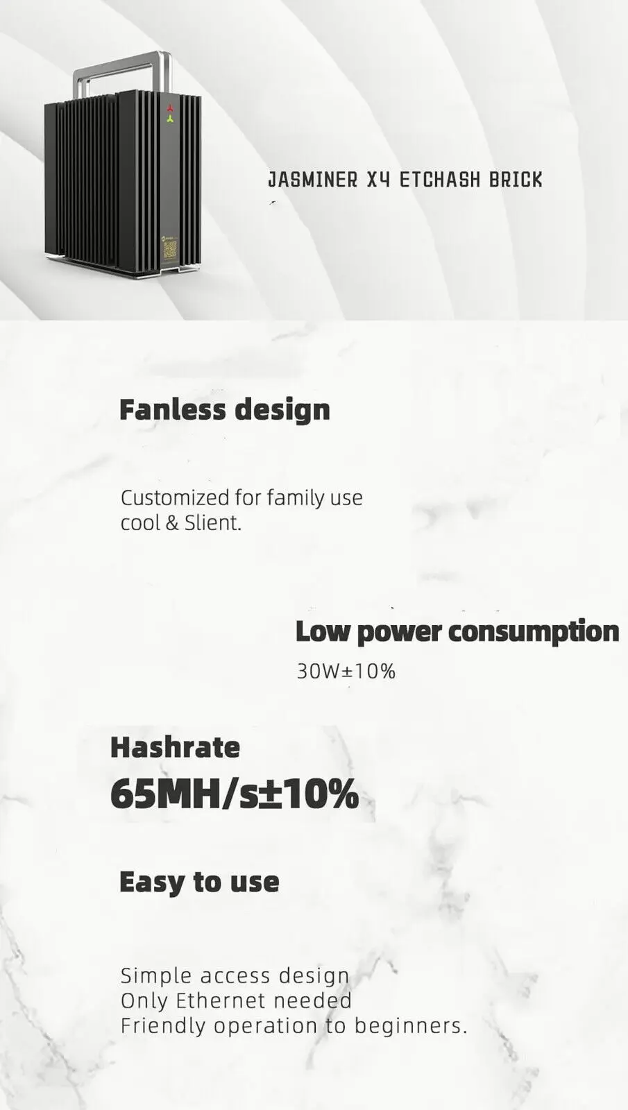 

Купите 2, получите 1, freeJasminer X4, кирпичный эфириум, классический Asic Майнер, 30 Вт, безвентиляторный