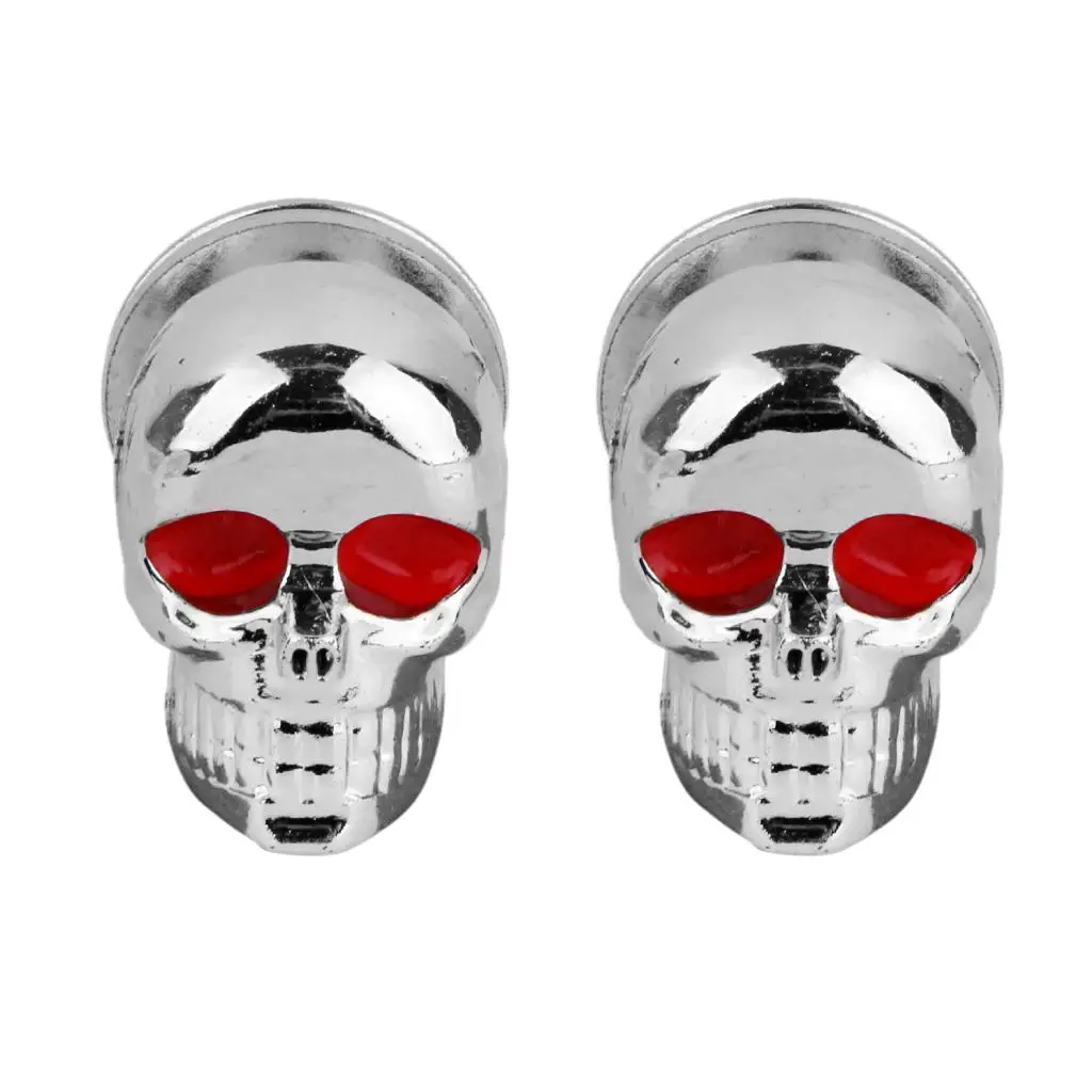 Skull License Plate Frame Bolts Nuts Car Skull Style Antirust Copper Core Car Wheel Tyre Valve Caps 2Pcs For 6mm Bolts