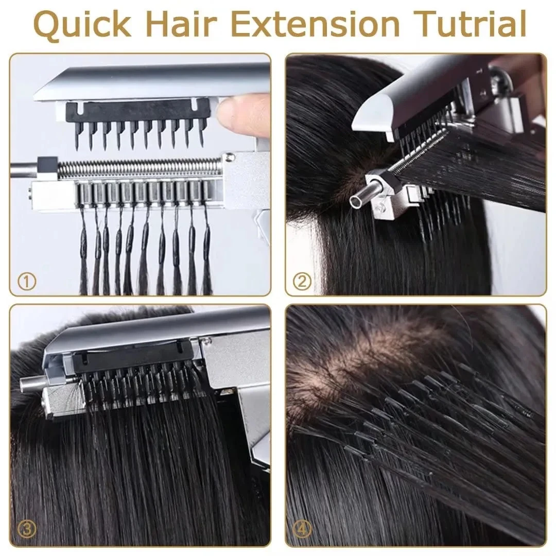Hair Extension Machine 10 Row No-Trace Hair Extensions Tool Clip Buckle 100% Real Human for Salon 6D 1069478 hair extension tool