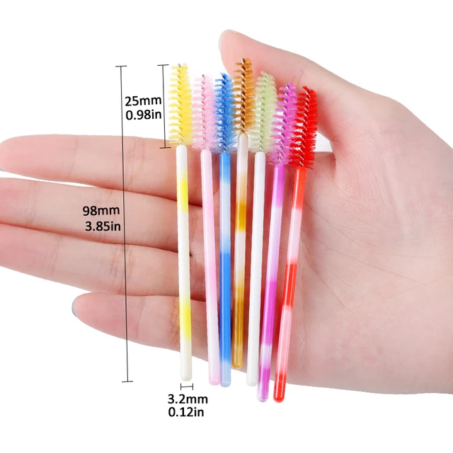 Pinceaux de maquillage jetables en cristal, brosse à sourcils, poignée en diamant, baguette de Mascara, applicateur de cils, outil d'extension de cils, 50 pièces