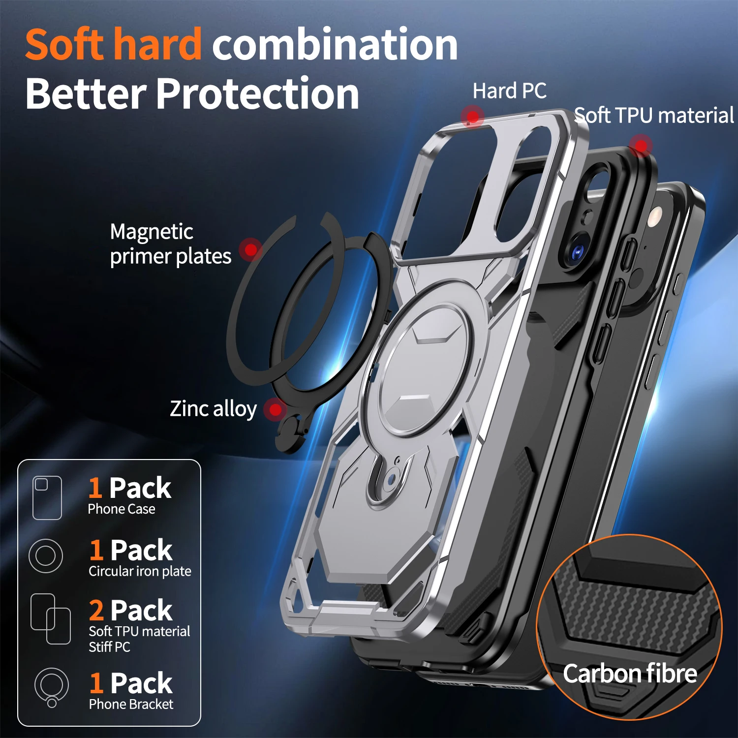 Enhanced Defender Magnetic Shockproof Case with Wireless Charging Compatibility