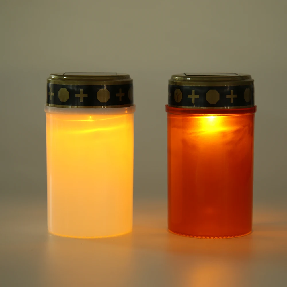 Solar Electronic Candles Tea Light Grave Cemetery Ritual Lawn Lighting Holloween Party Decors Props Outdoor Lighting