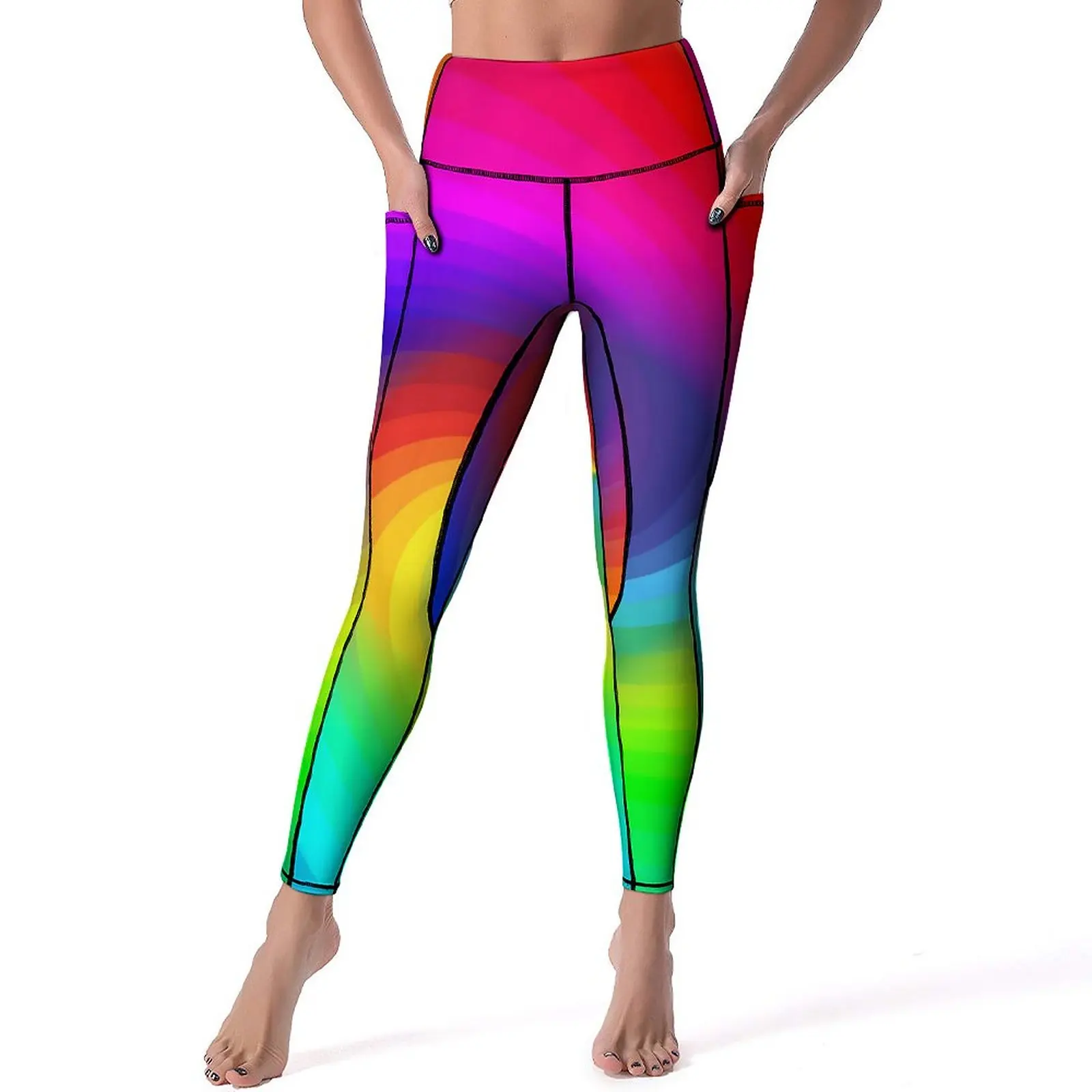 

Rainbow Swirl Art Leggings Colorful Tie Dye Fitness Yoga Pants High Waist Elegant Leggins Elastic Graphic Sports Tights XL XXL