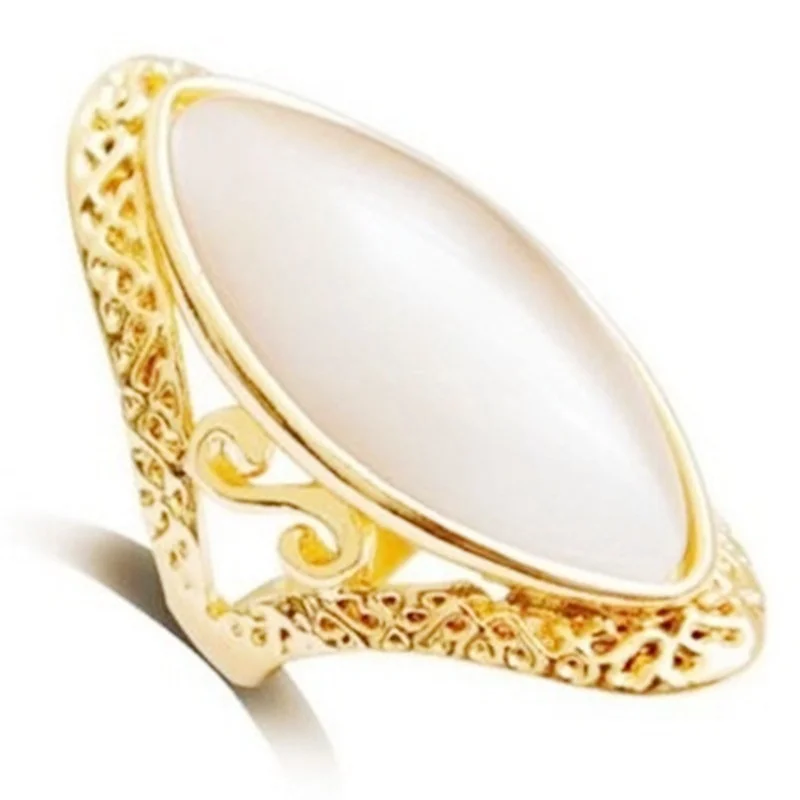 Vintage Bohemian Style Oval Rings for Women Finger Ring Engagement & Wedding Bridal Band Jewelry Ring Size 6-11 6 Colors