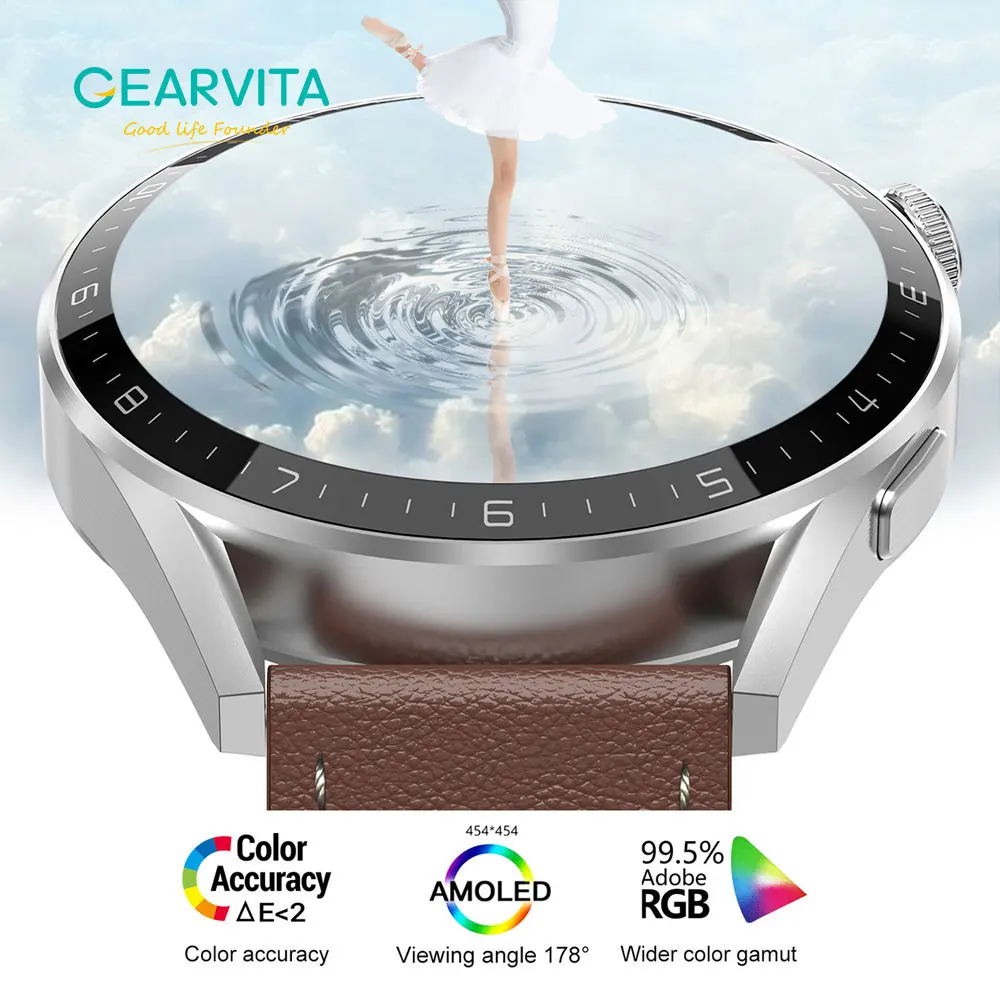 GPS Ʈ 90Hz   ħ NFC 454*454 AMOLED Ʈ ġ 3 ִ  ȭ ECG + PPG IP68 Wirelss   Smartwatch