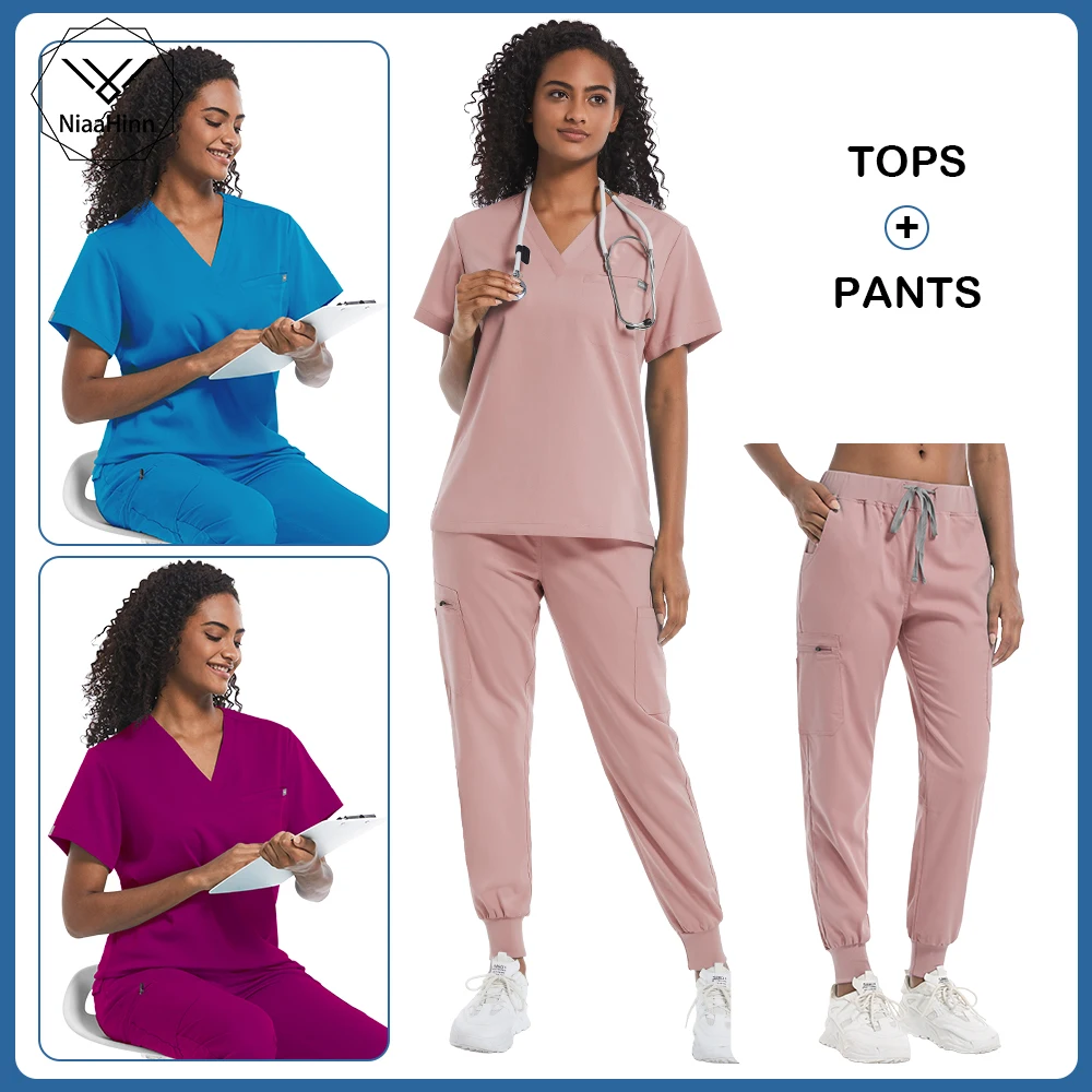 

Women's Beauty Salon Coat Pet Clinic Veterinary Nurse Uniform Unisex Scrubs Uniform Lab Solid Scrub Set Doctor Hospital WorkWear