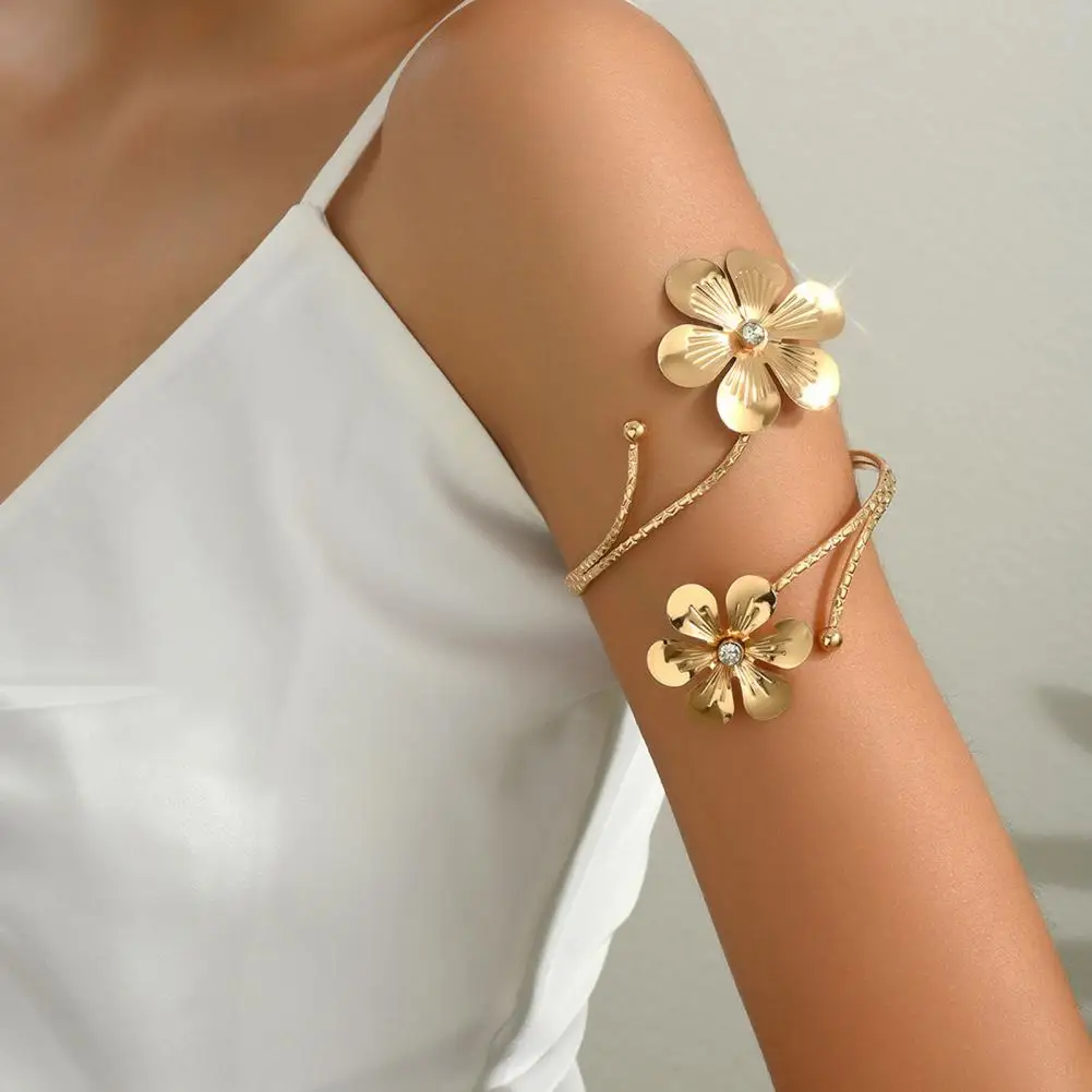 Arm Cuff BROCC Upper Bracelet For Women Butterfly Flower Bangle Bracelet Adjustable Upper Bangle Gold Armband Summer Beach Essentials Jewelry Upper