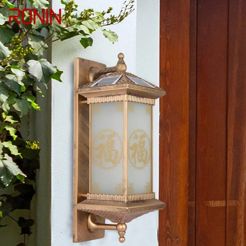 

RONIN Solar Wall Lamps Modern Chinese Outdoor Bronze Sconce Light LED Waterproof IP65 for Home Villa Porch Courtyard