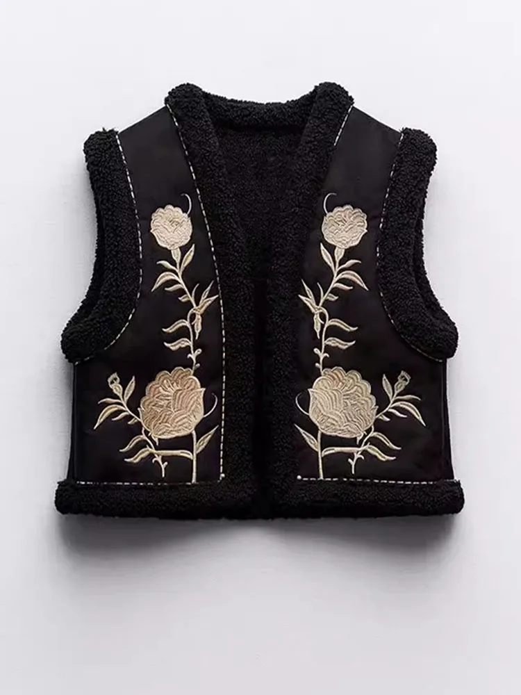 

Zach AiIsa new autumn and winter women's clothing counter quality fashion retro floral sleeveless embroidered double-sided vest