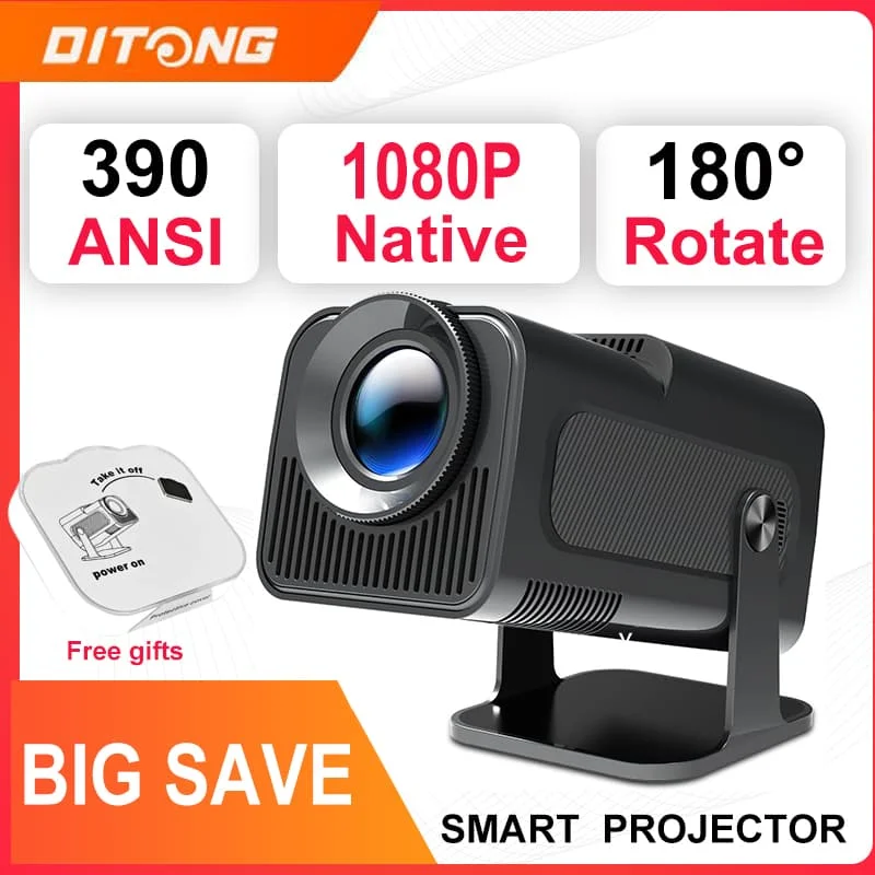 Portable projector DITONG HY320 1080P Android 4K Wifi Cinema Outdoor 180&deg; Rotable hy300