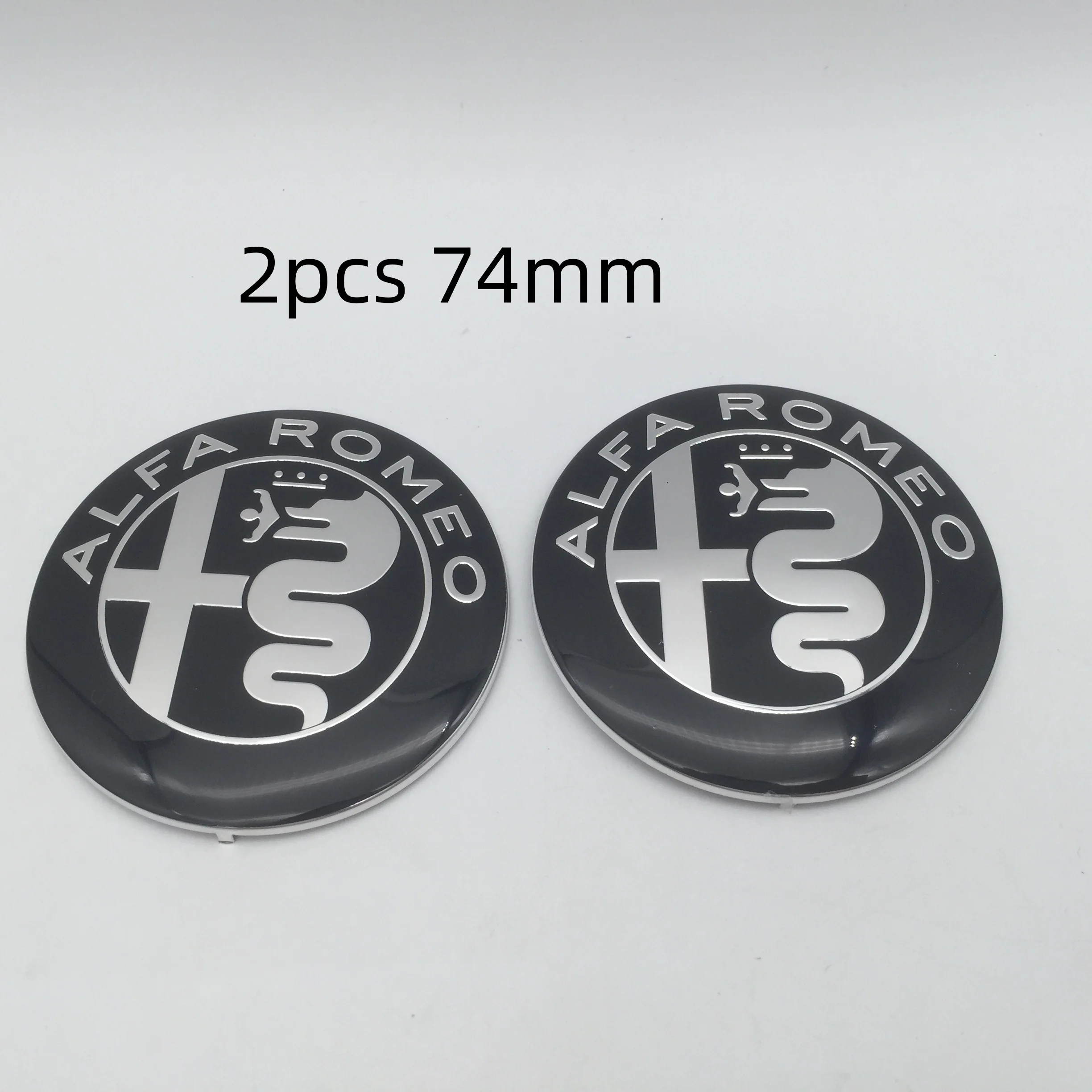 1-7pcs Car emblem Wheel Cover caps front Hood badge rear Trunk Steering sticker for Alfa Romeo 2x74mm 4x50mm 1x40mm