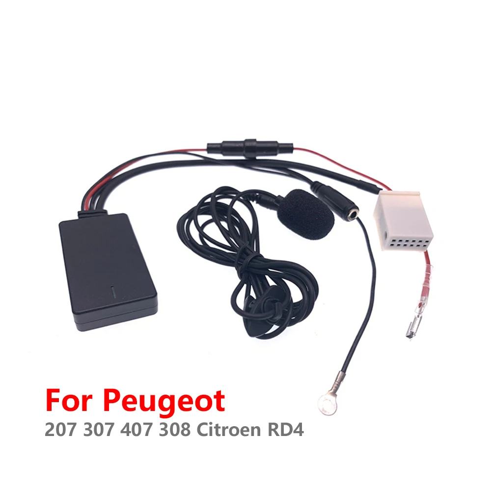 

12-контактный автомобильный радиоприемник, стерео музыкальный модуль Bluetooth, беспроводной Aux-кабель для громкой связи, адаптер для Peugeot 207 307 407 Citroen RD4