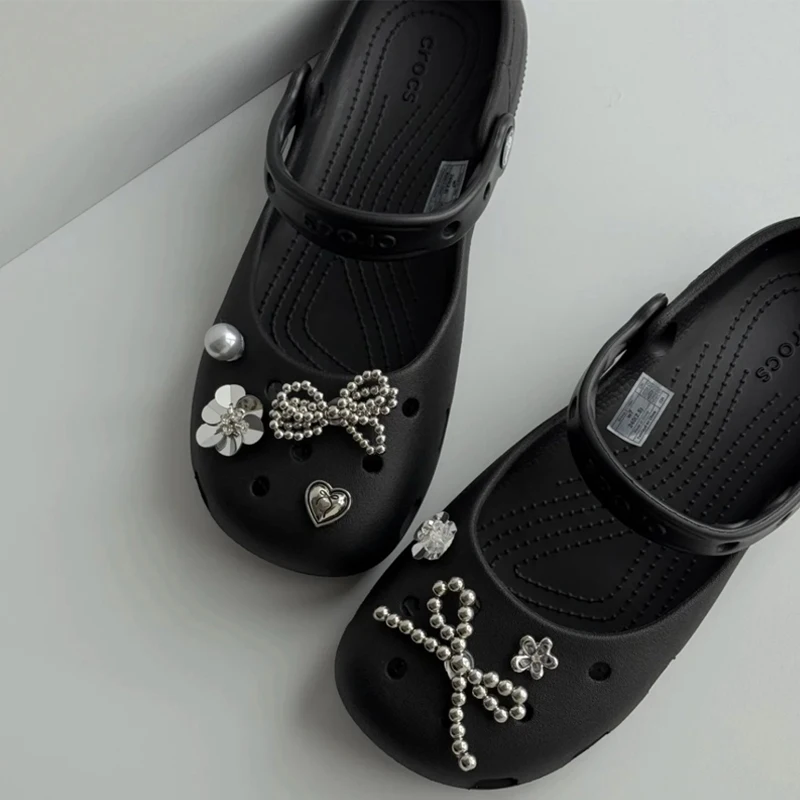 Neues Set Damen Retro Ballettschuh-Charms Modische Einfache Blumen-Schuh-Charms DIY Metall-Blumen-Schuh-Dekorationen 1 Set – Detail 5