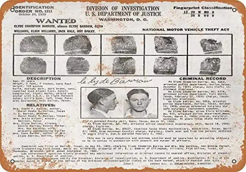

1933 Clyde Barrow Wanted Poster Vintage Look Metal Sign 8x12 Inches Wall Decor