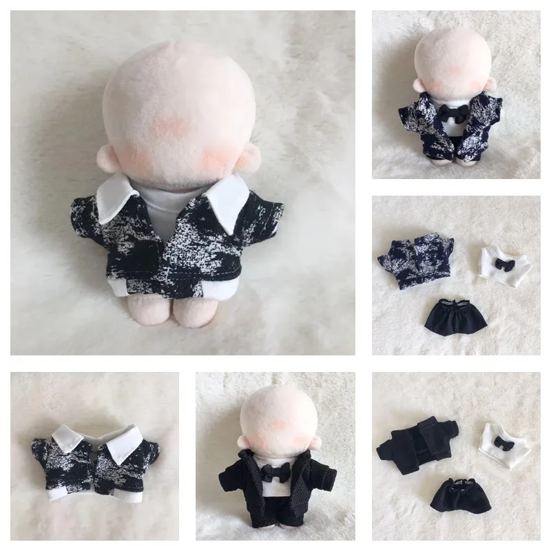 Hand-made 10cm Fat Body Doll Clothes Black Handsome Western Doll COS Clothing Set For Korean Popular Plush Toy