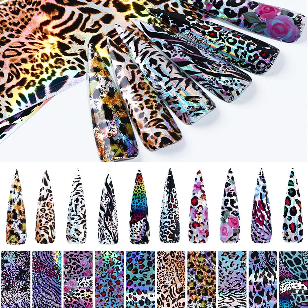 

Slider Patch Tips 3D Decals Nail Wrap Adhesive Nail Stickers Nail Foil Laser Leopard Print Starry Transfer Slider Sticker