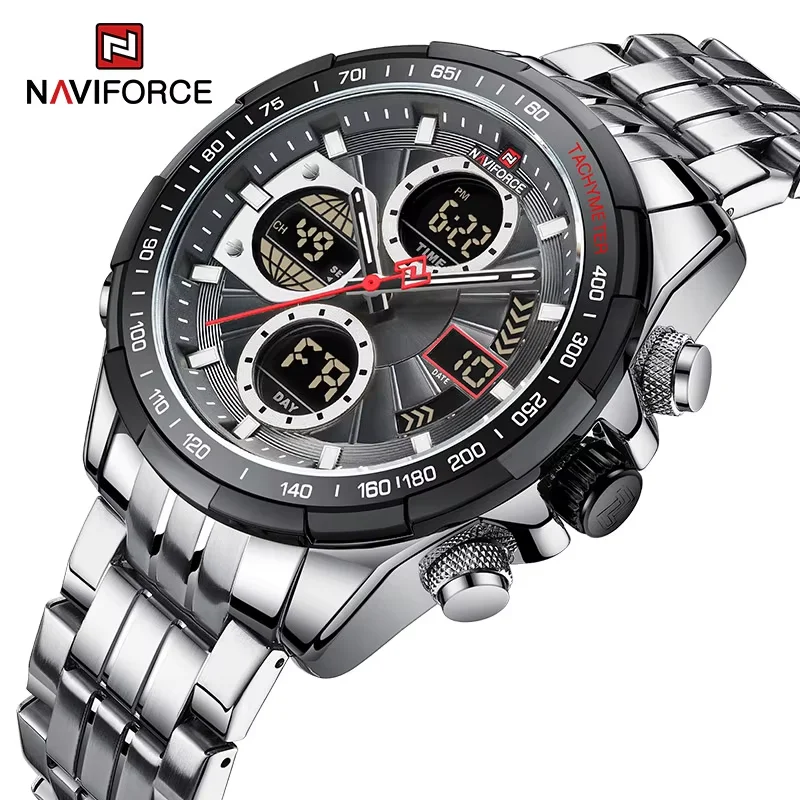 NAVIFORCE Men's Quartz Watches New Dual Display 30m Waterproof Sports ...