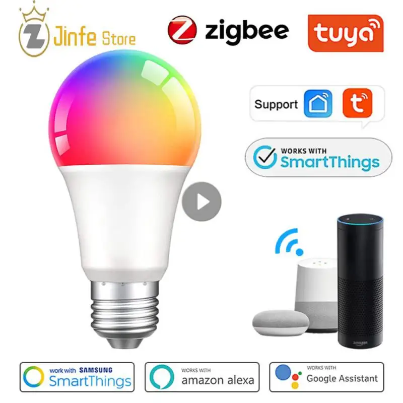 

Tuya Zigbee 3.0 Led Light Bulb E27 RGBCW Lamp Smart Home Dimmable Bulb Voice Remote Control Work With Alexa Google Home Control