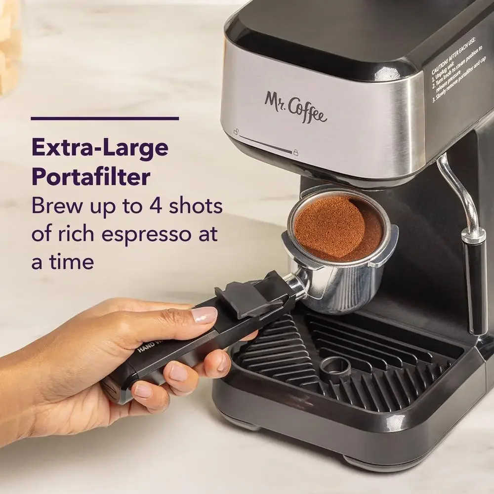 4-Shot Steam Espresso Machine Cappuccino Maker Latte Glass Carafe Frother Cuban Coffee Barista Home Brew Brewer Scoop Stainless 2