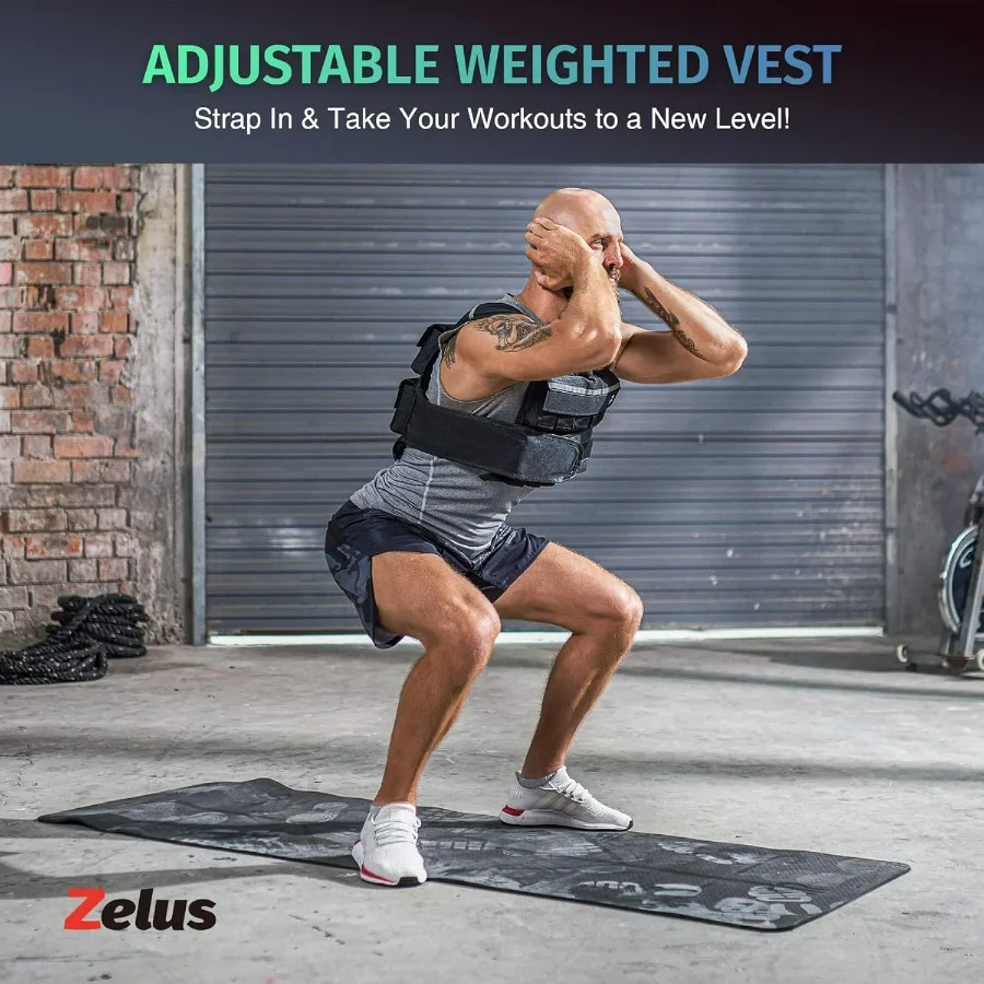 45lb Weighted Vest with Iron Weights for Exercise, Adjustable Weight Vest for Men, Workout Vest for Home Workouts Cardio Strengt