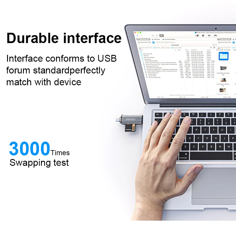 RSHTECH 카드 판독기 5Gbps 데이터 전송 USB C 및 USB3.0-SD MicroSD TF 메모리 카드 판독기 노트북 액세서리 용 SD 카드 어댑터
