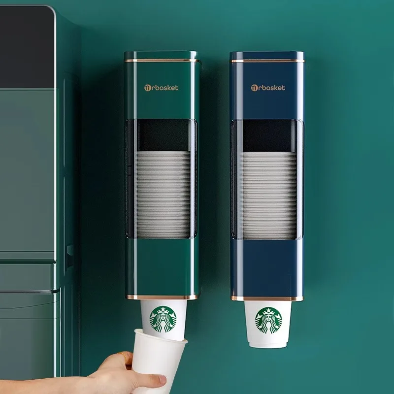 Disposable Cup Holder Cup Extractor Wall Mounted Non Perforated Dust-Proof Moisture-Proof Storage Rack 2