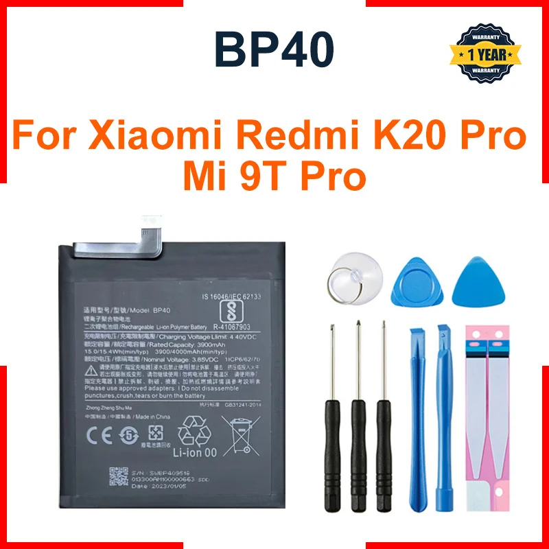 

BP40 4000 мАч аккумулятор для Xiaomi Redmi K20 Pro / Mi 9T Pro BP40 высококачественные сменные батареи для телефона