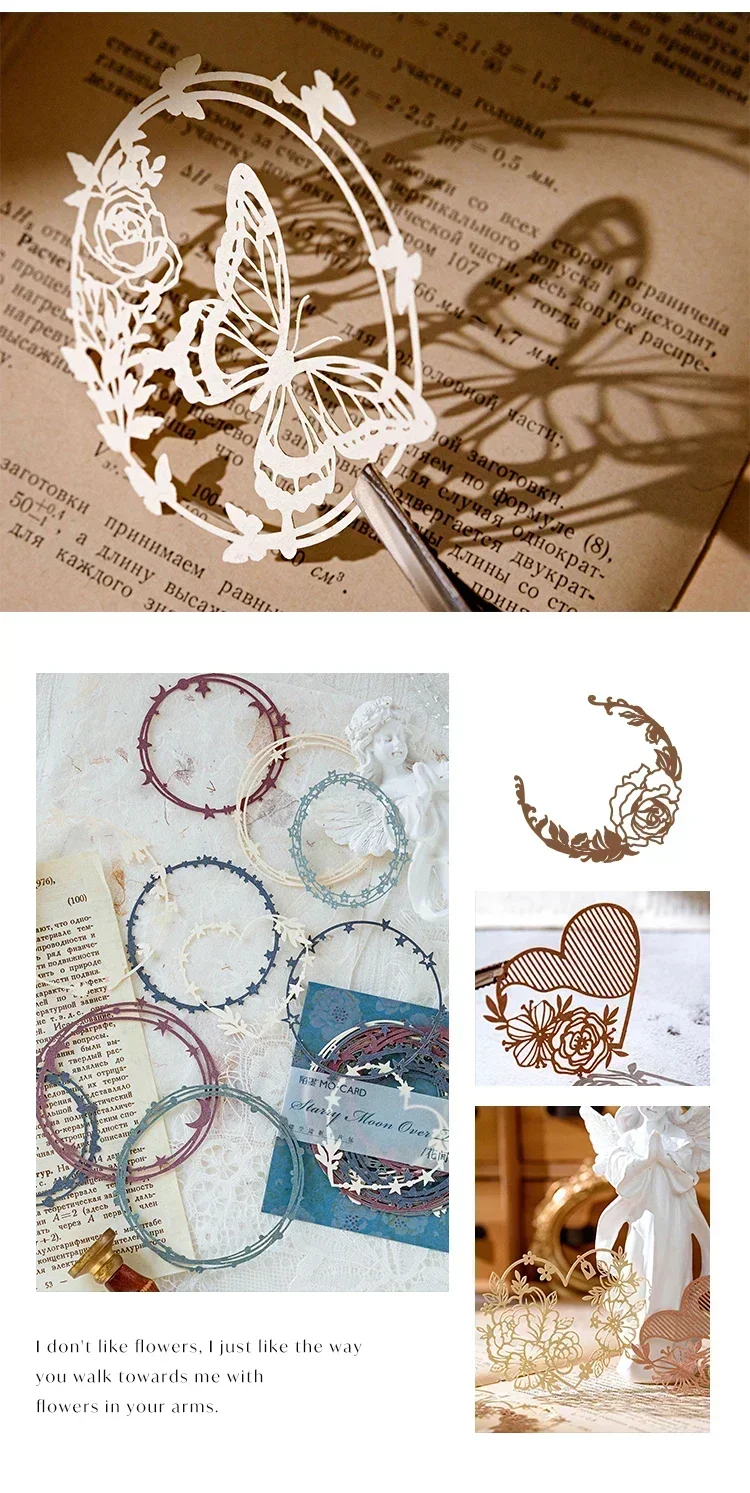 10Sheets Pattern Collage Border Scrapbook Handbook Lace Card Pack Flower Material Decoration Hollow Background 10*10CM