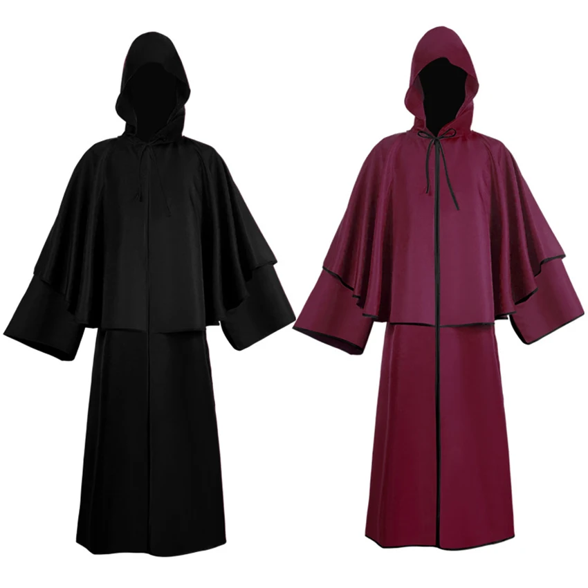 

Medieval Robe Dress Monk Uniform Wizard Gothic Grim Reaper Renaissance Halloween Costume for Women Man Adult Cloak Steampunk