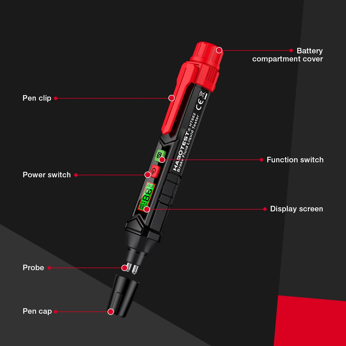 Car Brake Fluid Moisture Meter HABOTEST HT662 Liquid Oil Tester Analyzer For DOT3/DOT4/DOT5.1 Brake oil Quality Check Pen