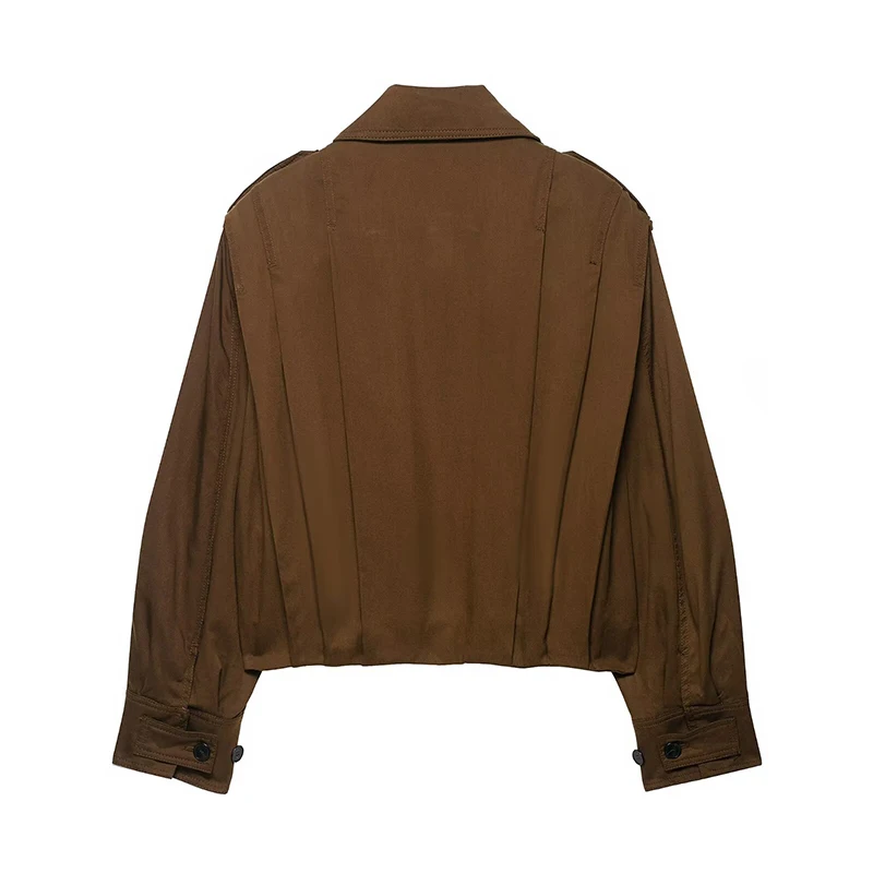 Women High Street Loose Lapel Buttons Short Jacket 2025 Fall Fashion Commute Women Casual Coat Long Sleeve New Jackets ﻿