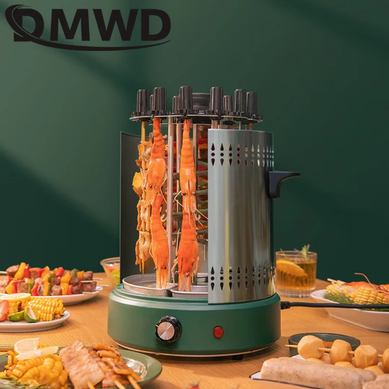 DMWD 220V Smokeless Automatic Rotary Electric BBQ Grill Oven Barbecue Rotisserie Kebab Roast Rotation Machine 12 Lamb Skewers 3