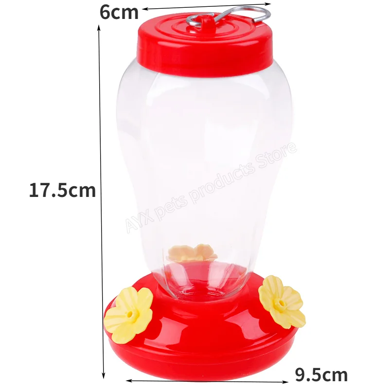 Outdoor Plastic Flower Iron Hook Bird Feeder Plastic Bird Water Feeder Bottle Hanging Hummingbird Garden