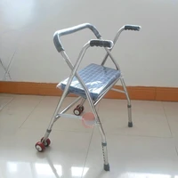 Foldable Cane Chair for Elders - Four-Legged Walking Stick with Wheels, Portable Outdoor Seat, Elderly Rest Solution 1