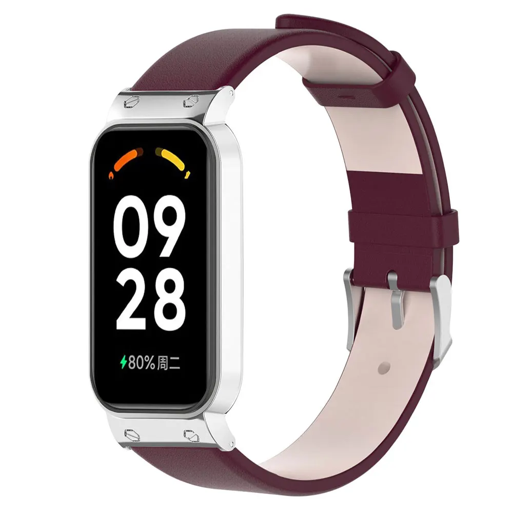 Elegant Leather Bracelet Band with Case for Smartwatch - Unisex Wrist Strap and Protector