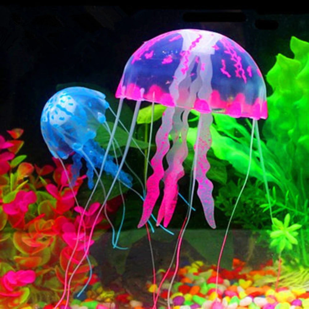 Glowing Silicone Fake Jellyfish Artificial Ornaments For Aquarium Fish Tank Landscaping Decoration Luminous Ornament Landscape