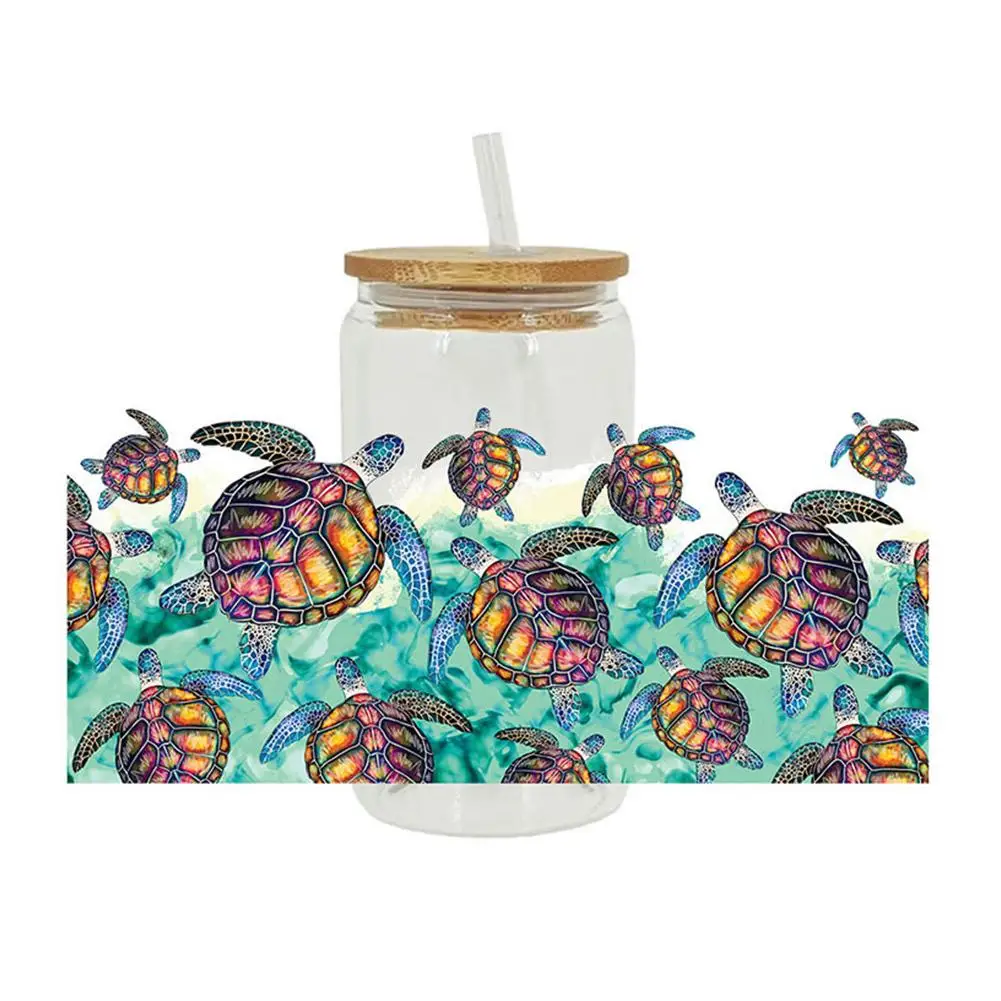 

Морские животные Милая мультяшная УФ DTF обернутая стеклянная переводная бумага фрикционная кружка маслостойкие 3D водонепроницаемые наклейки X6L5